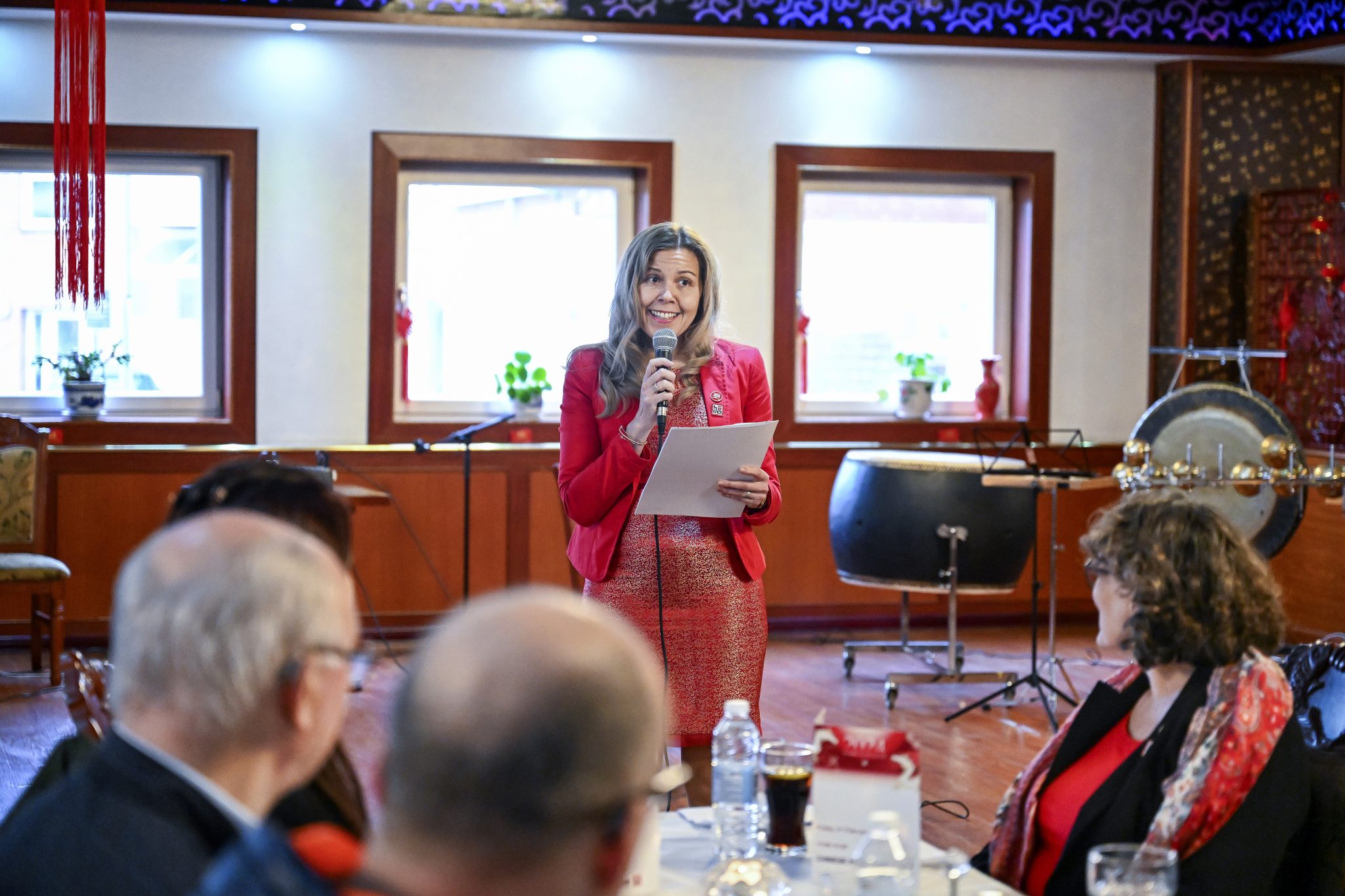 Ildikó Antal holding a speech.
