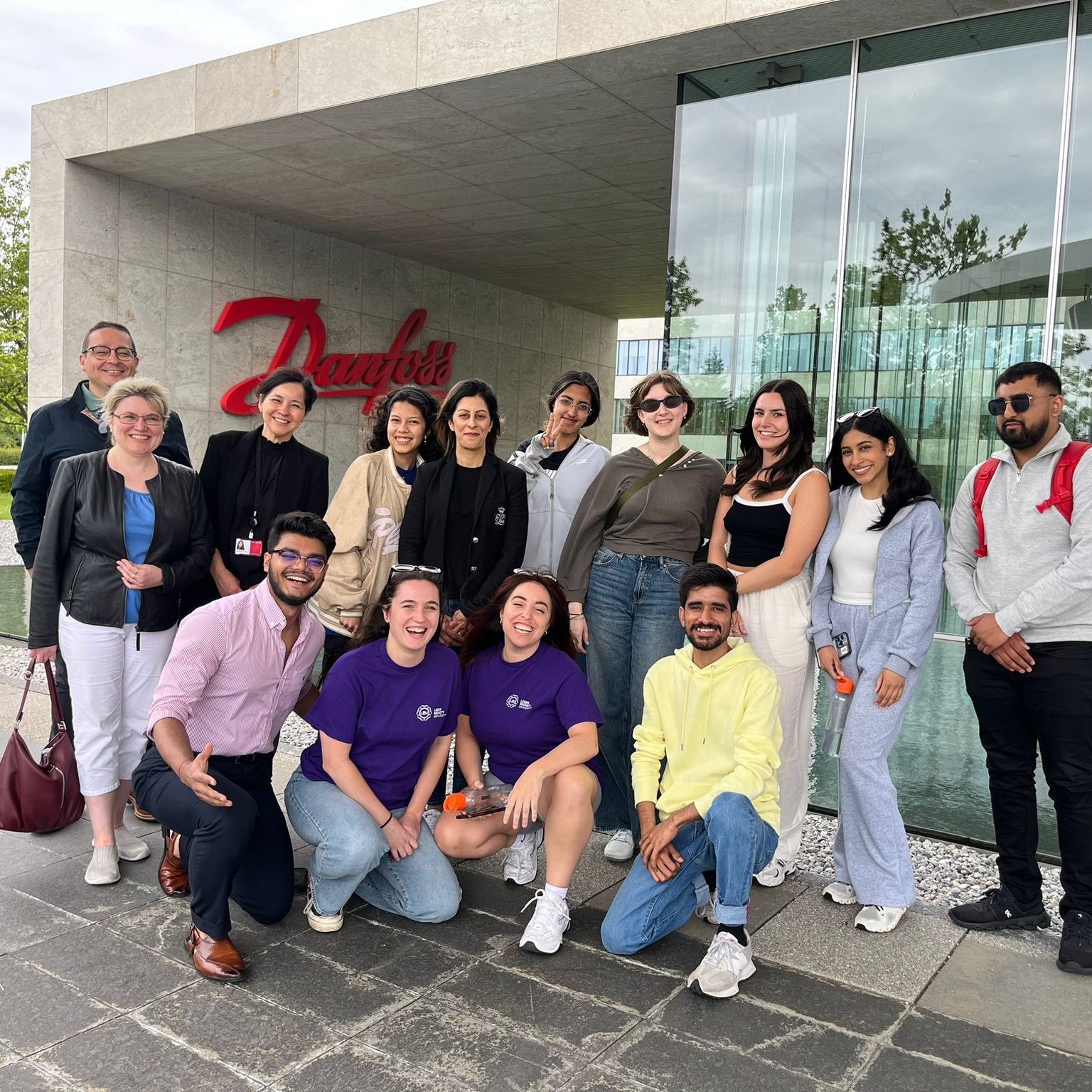 Students in front of Danfoss.