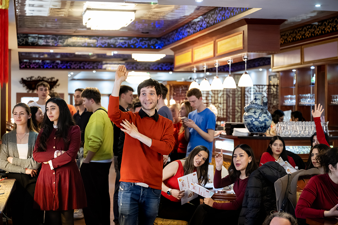 Students participating in a quiz.