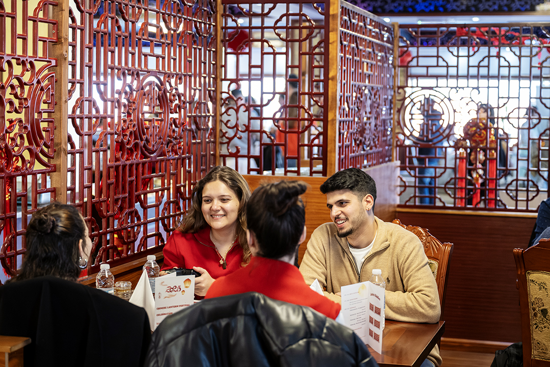 International students dining at Asian Restaurant i Kolding.
