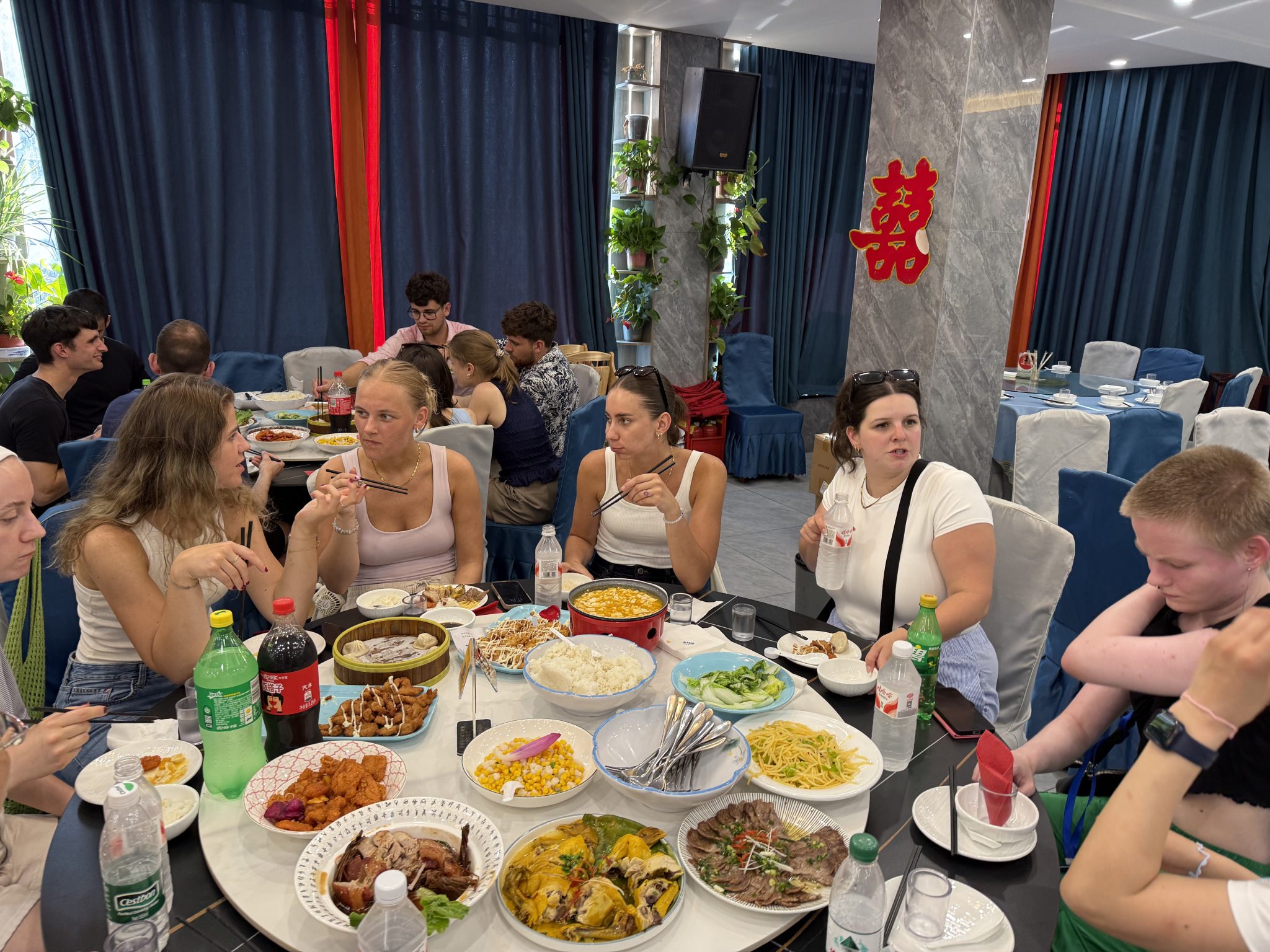 Students having dinner